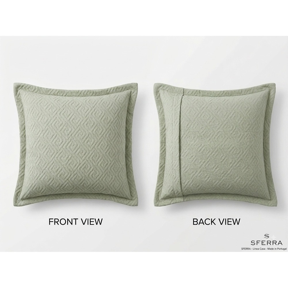 Sferra Portugal Sage Green Cotton Matelasse Pillow Sham Textured Geometric HTF